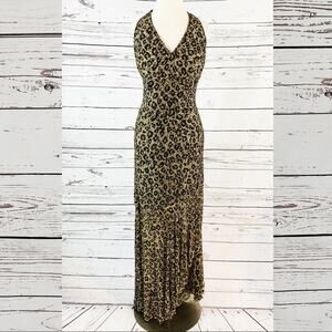 Animal Print Formal Dress beaded long halter neck